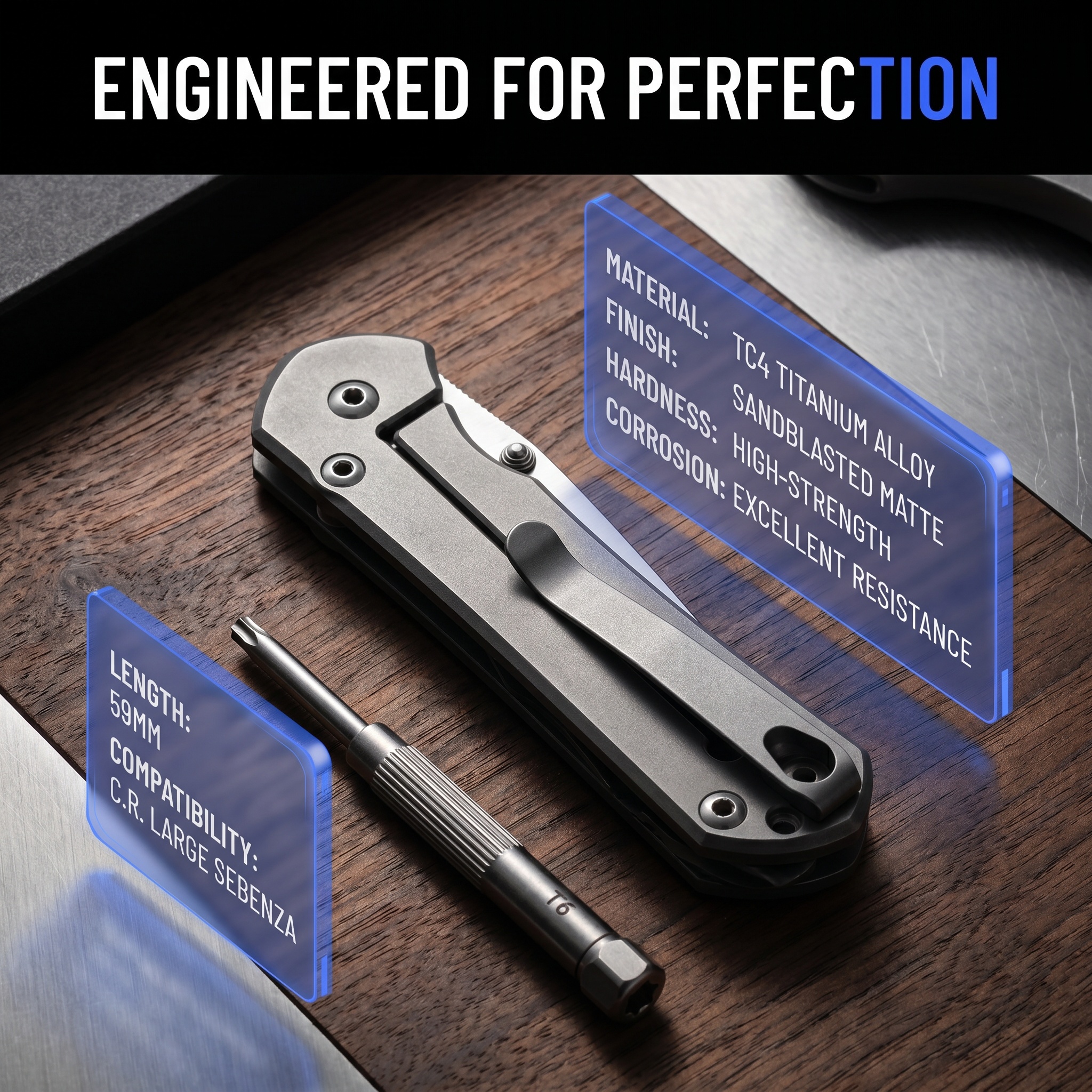 Edc Carry Pocket Knife - TC4 Titanium Pocket Clip For Chris