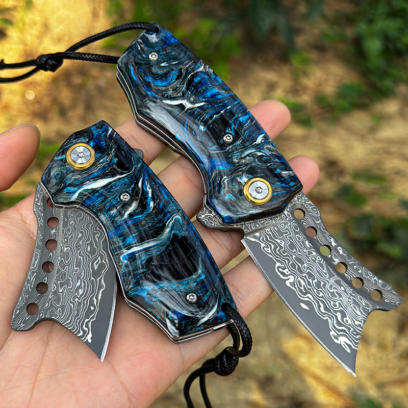 Handmade Damascus Steel Pocket - مراجعة Edc Carry Pocket Knife وسعره