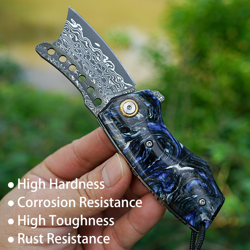 Handmade Damascus Steel Pocket - مراجعة Edc Carry Pocket Knife وسعره