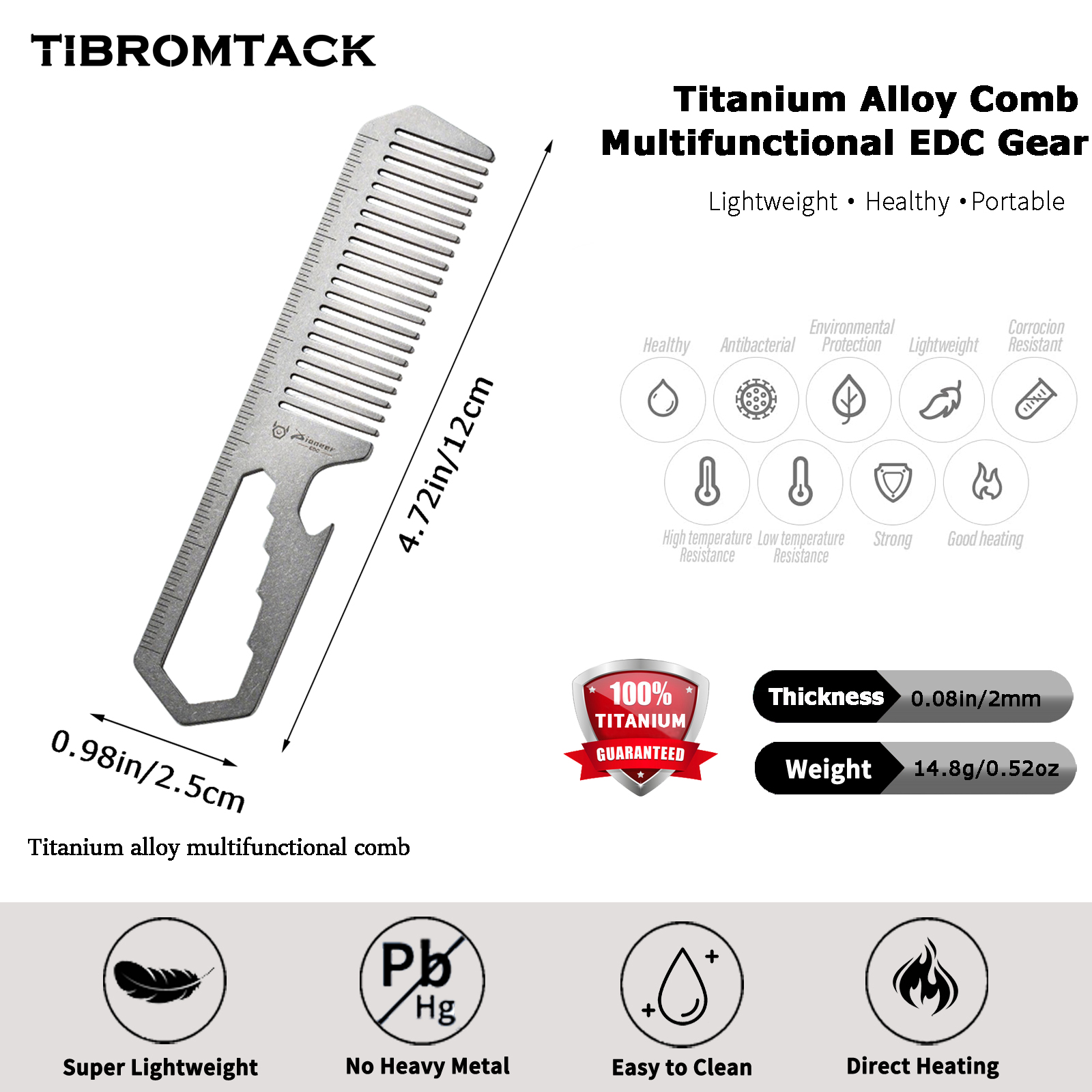 TIBROMTACK Titanium 4-in-1 EDC - مراجعة Comb Pocket Titanium وسعره