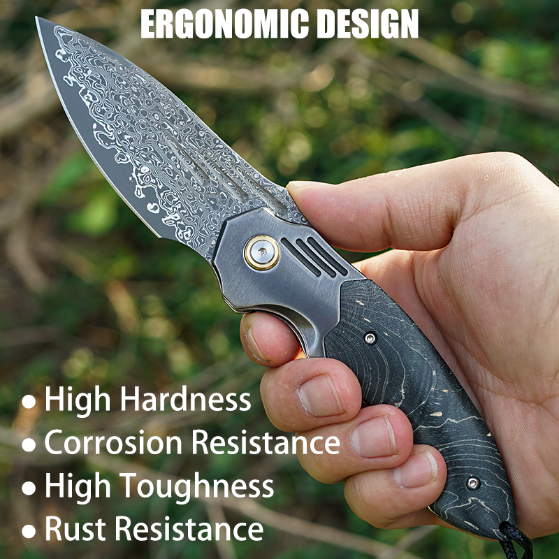 VNLA Handmade Damascus Steel P - مراجعة Edc Carry Pocket Knife وسعره