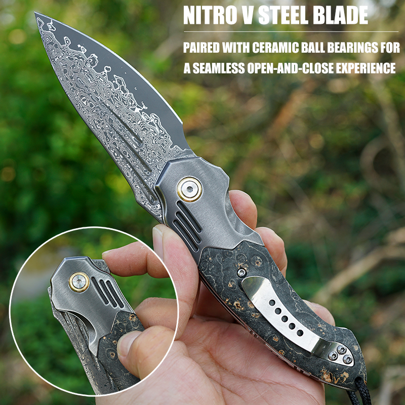 VNLA Handmade Damascus Steel P - مراجعة Edc Carry Pocket Knife وسعره
