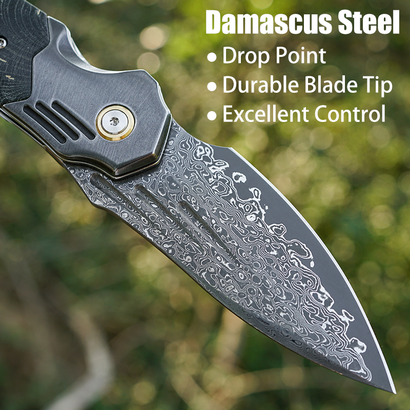 VNLA Handmade Damascus Steel P - مراجعة Edc Carry Pocket Knife وسعره