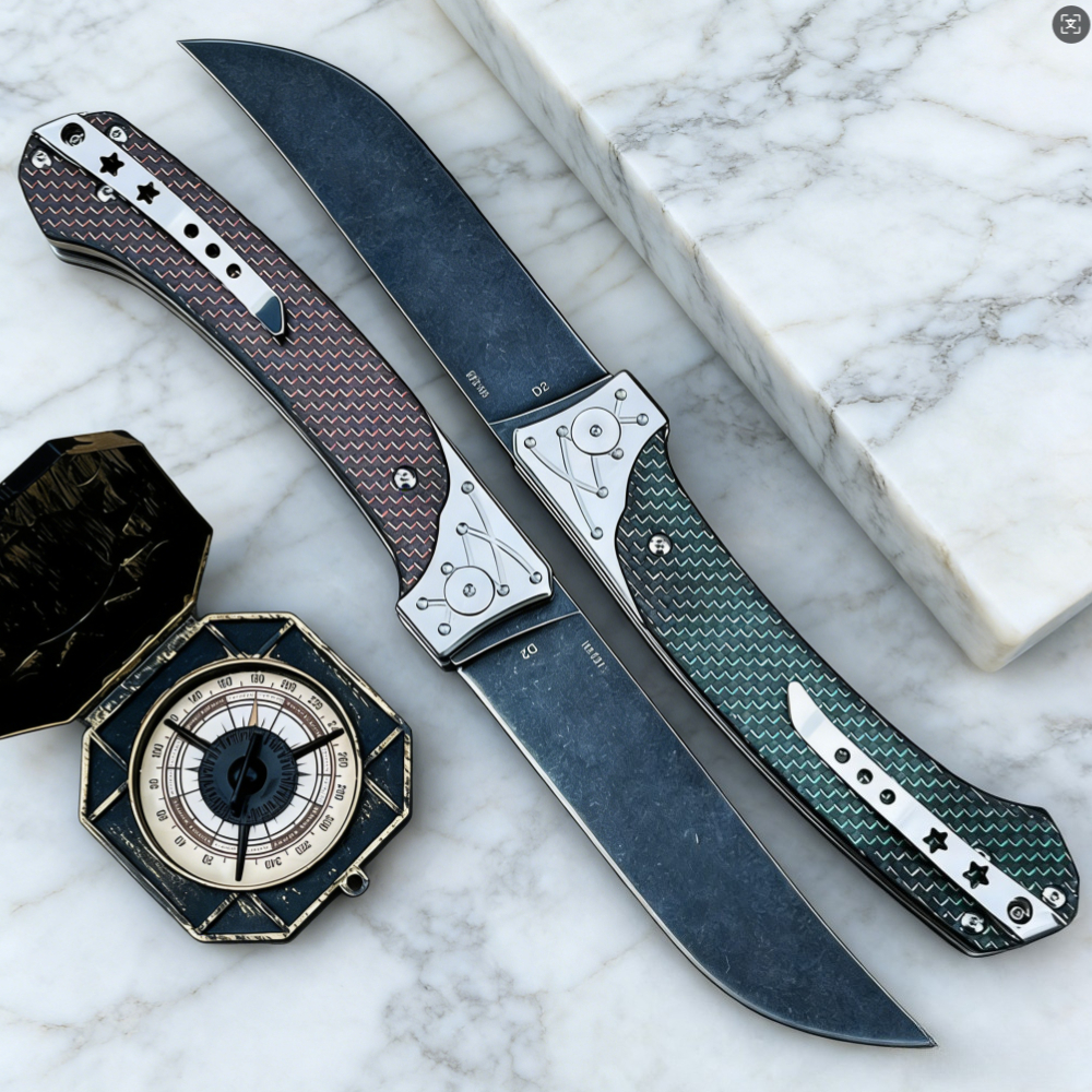 D2 Steel Folding Knife with Ca - مراجعة Edc Carry Pocket Knife وسعره