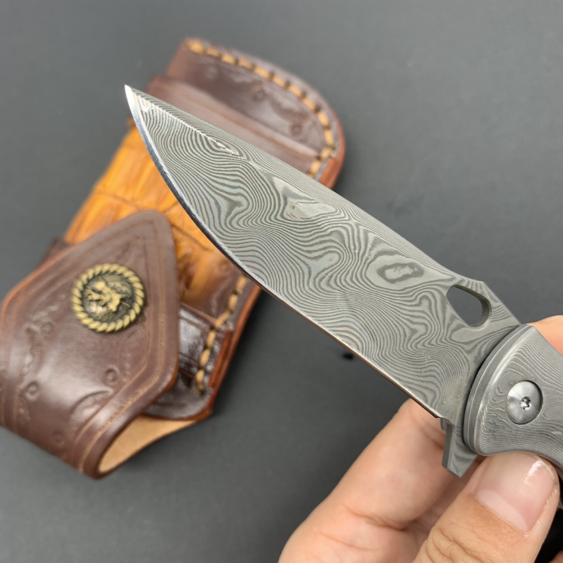 RHON 3.14inch Premium Damascus - مراجعة Edc Carry Pocket Knife وسعره